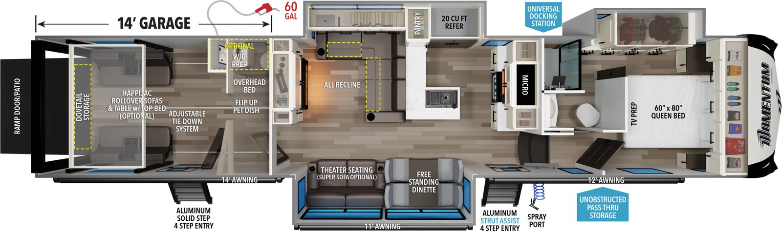 2022 Grand Design Momentum Toy Hauler Series M-395MS (Luxury Fifth Wheel) 44FT